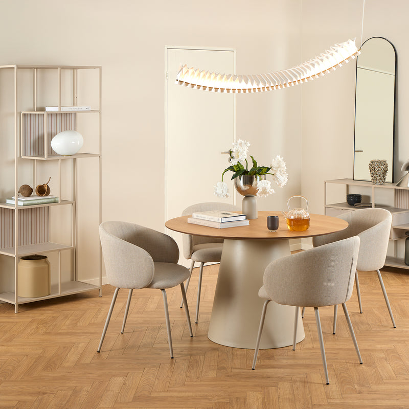 Soli Round Dining Table in Oak/Grey 120cm — detail view