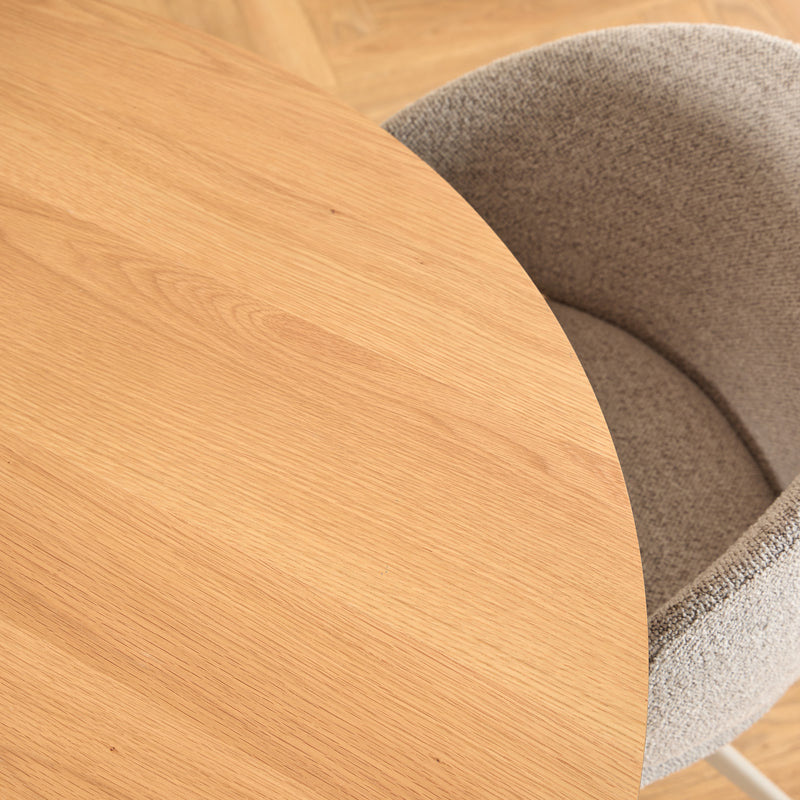 Soli Round Dining Table in Oak/Grey 120cm includes 4 Ella Swivel Beige Dining Chairs — alternative angle
