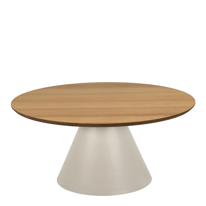 Soli Round Coffee Table in Oak/Grey 85x40cm — side angle