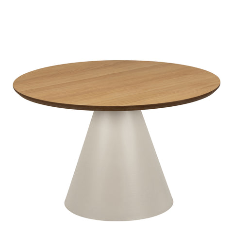 Soli Low Round Coffee Table in Oak/Grey 65x43cm — front view