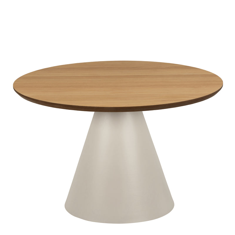 Soli Low Round Coffee Table in Oak/Grey 65x43cm — side angle