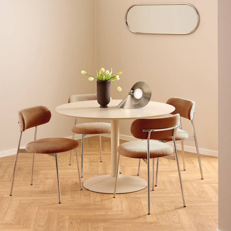 Ibiza Round Dining Table with Beige Top and Matt Beige Base 110x74cm — detail view