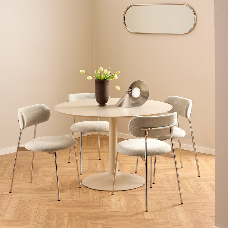 Ibiza Round Dining Table with Beige Top and Matt Beige Base 110x74cm — alternative angle