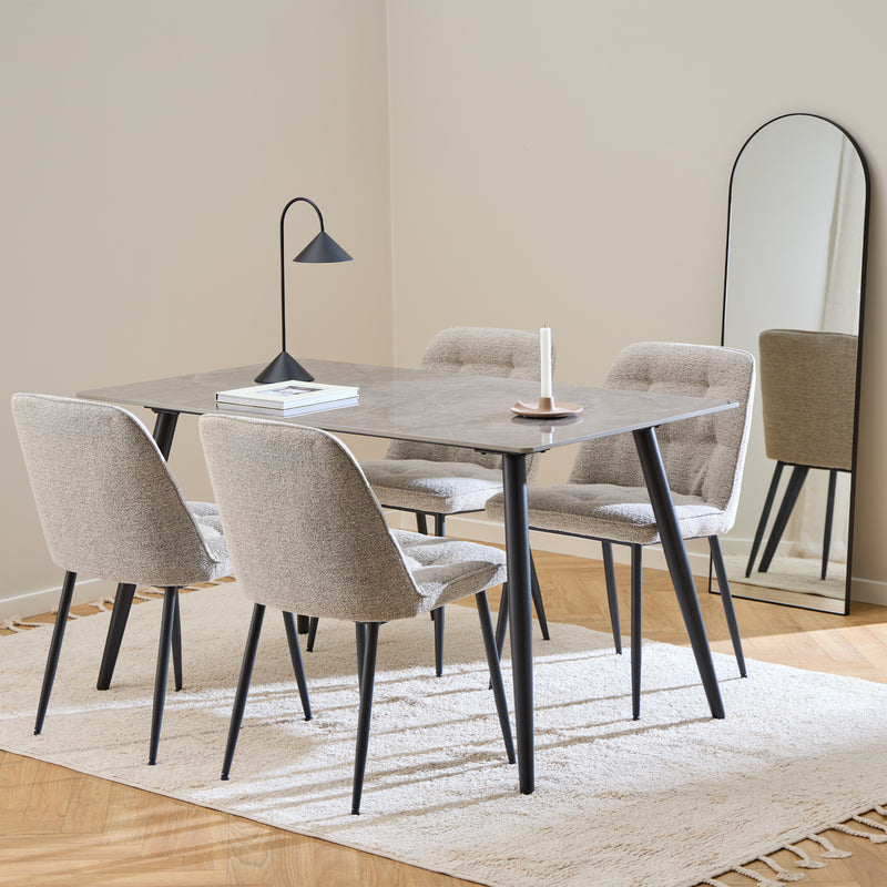 Wicklow Rectangular Dining Table in Grey/Black 140x80cm — alternative angle