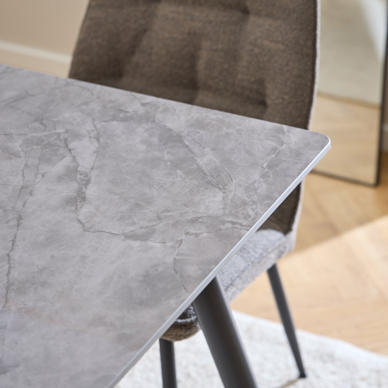 Wicklow Rectangular Dining Table in Grey/Black 140x80cm includes 4 Brooke Dining Chairs in Taupe — alternative angle