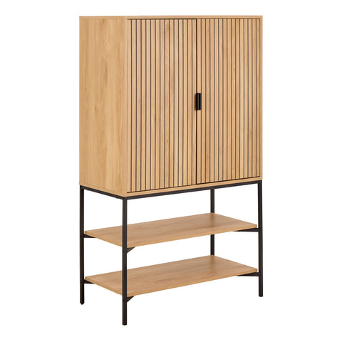Jaipur Cabinet 2 Doors 3 Shelves With Oak Lamella Front — front view