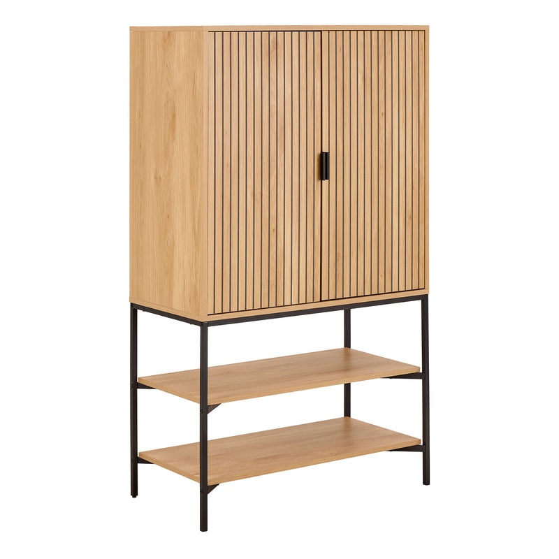 Jaipur Cabinet 2 Doors 3 Shelves With Oak Lamella Front — front view