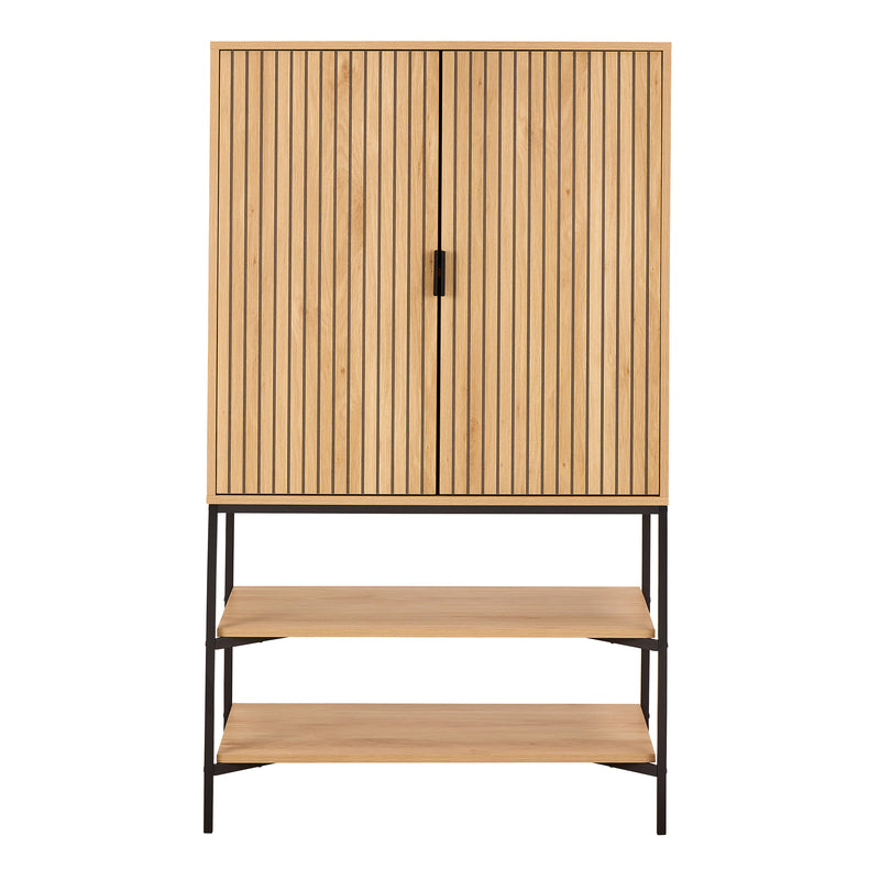 Jaipur Cabinet 2 Doors 3 Shelves With Oak Lamella Front — side angle