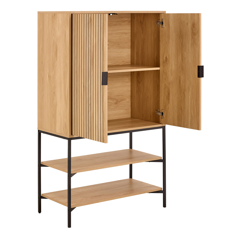 Jaipur Cabinet 2 Doors 3 Shelves With Oak Lamella Front — alternative angle
