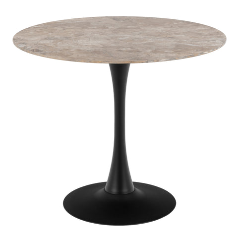 Malta Ceramic Round Dining Table Brown/Black 90x75 cm — front view