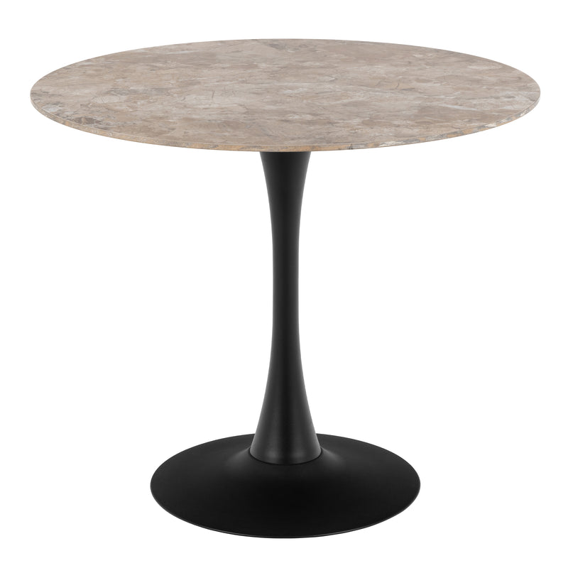 Malta Ceramic Round Dining Table Brown/Black 90x75 cm — front view