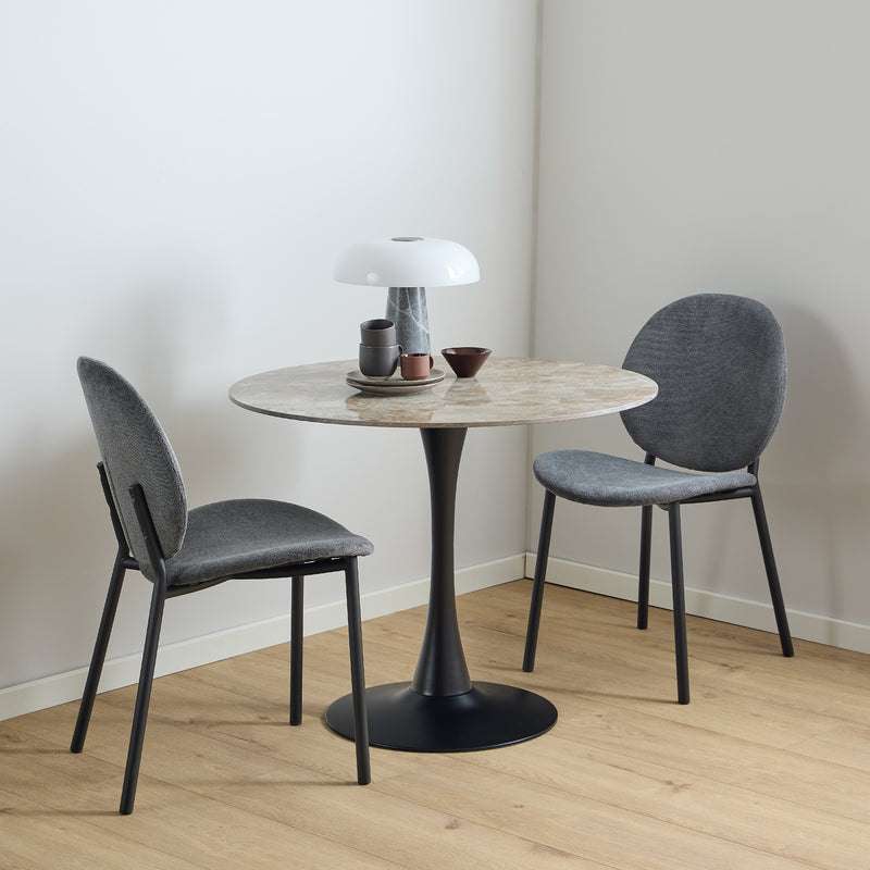 Malta Ceramic Round Dining Table Brown/Black 90x75 cm — view