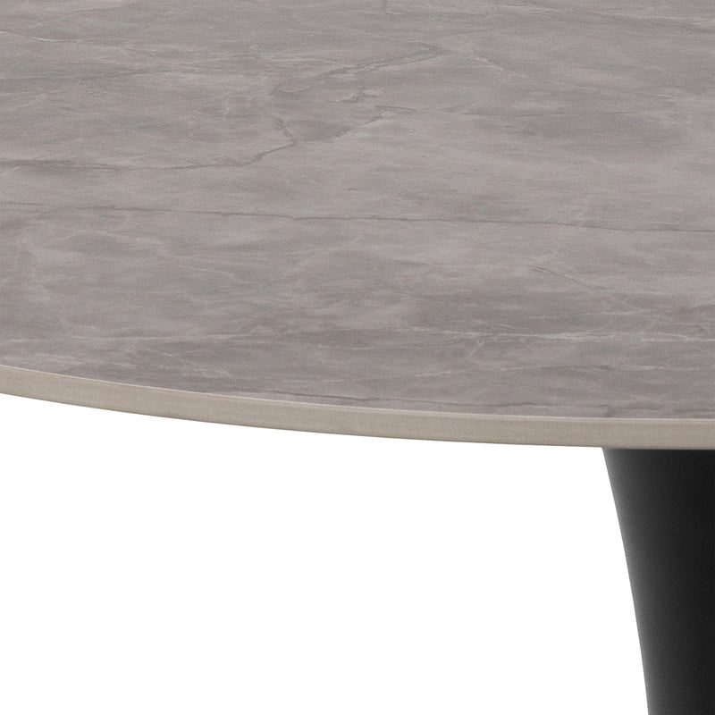 Malta Ceramic Round Dining Table Grey/Black 90x75 cm — view