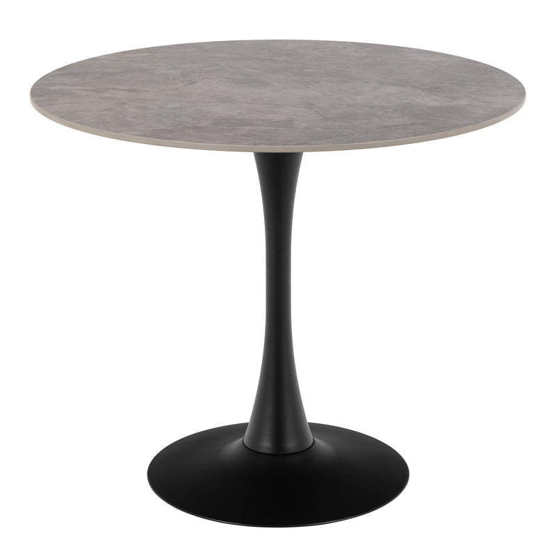 Malta Ceramic Round Dining Table Grey/Black 90x75 cm — front view