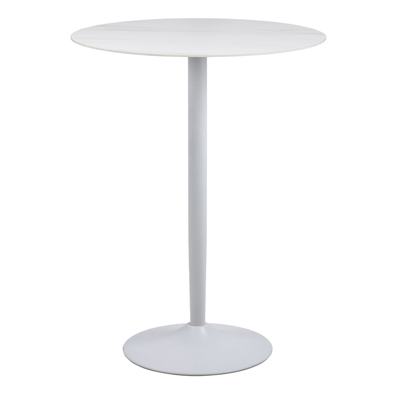 Malta Round Bar Table in Ceramic White — front view