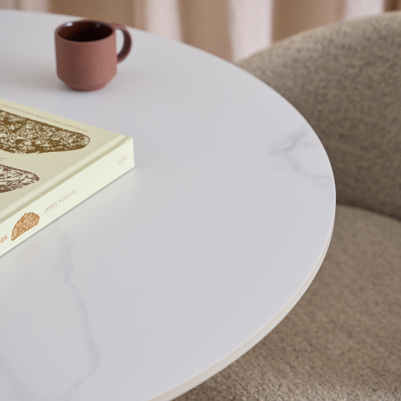 Malta Round Bar Table in Ceramic White — detail view