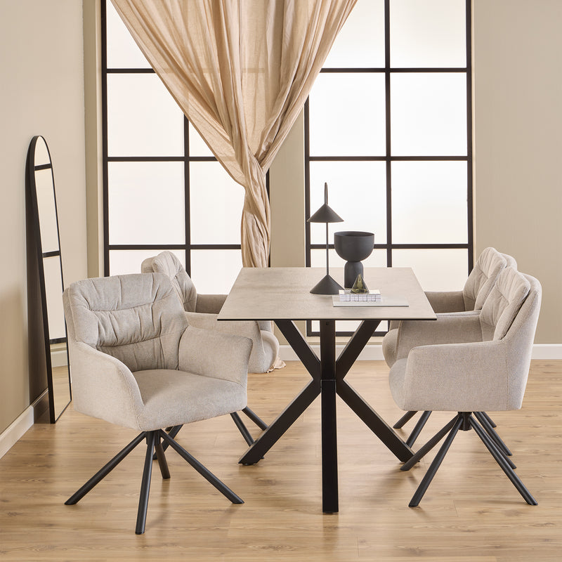 Heaven Dining Table with Ceramic Grey Top 135cm — detail view