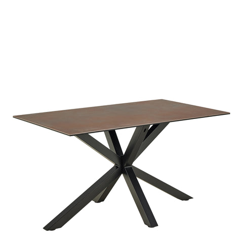 Heaven Dining Table with Ceramic Rusty Brown Top 135cm — front view