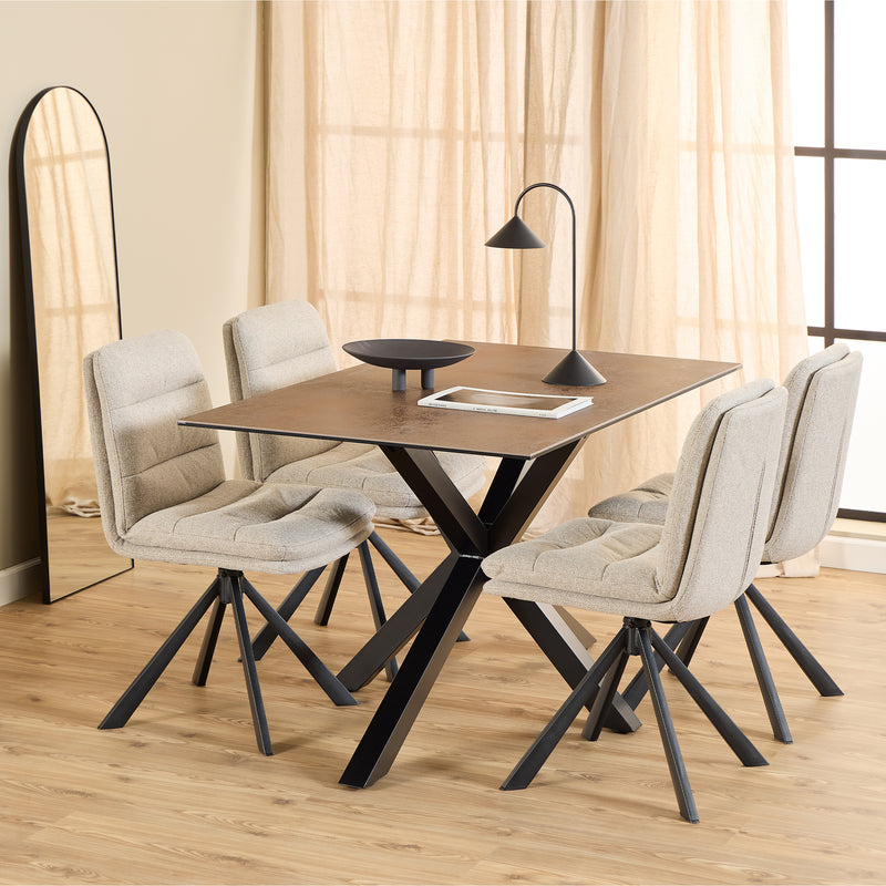 Heaven Dining Table with Ceramic Rusty Brown Top 135cm — detail view