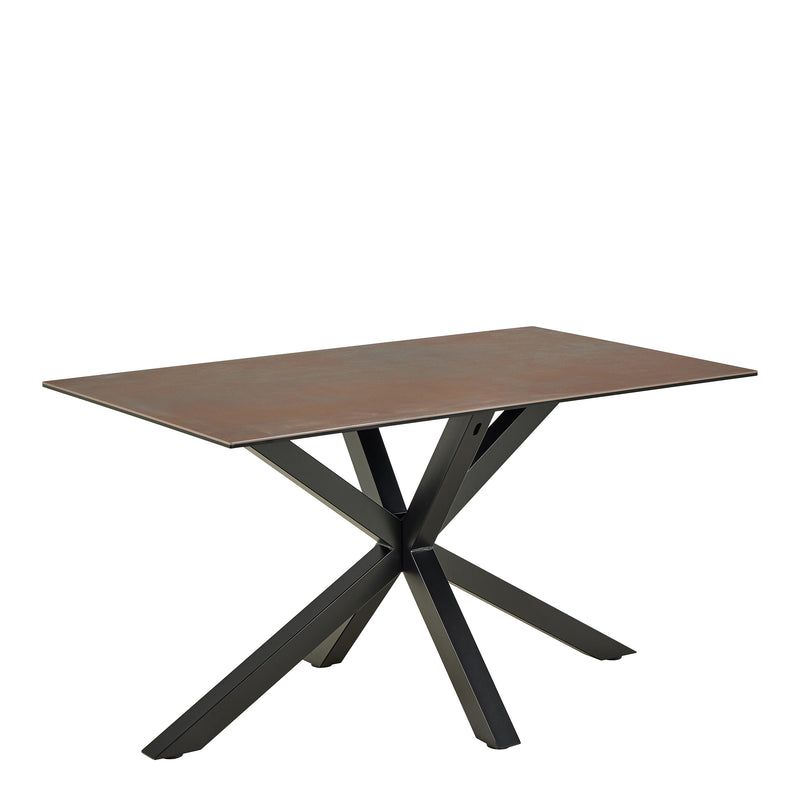 Heaven Dining Table with Ceramic Rusty Brown Top 135x80cm includes 4 Dean Beige Swivel Dining Chairs — side angle