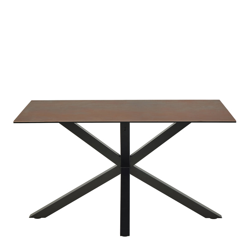 Heaven Dining Table with Ceramic Rusty Brown Top 135x80cm includes 4 Dean Beige Swivel Dining Chairs — detail view