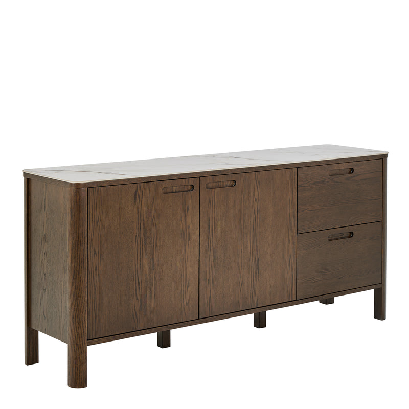 Southampton Sideboard With 2 Doors 2 Drawers and 2 Shelves in Cream Ceramic — front view