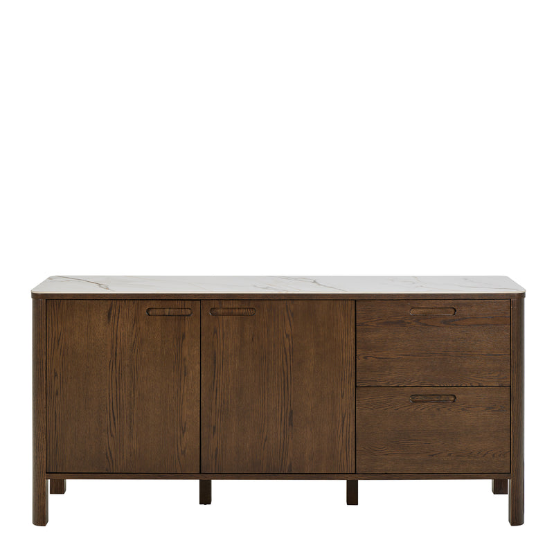 Southampton Sideboard With 2 Doors 2 Drawers and 2 Shelves in Cream Ceramic — side angle