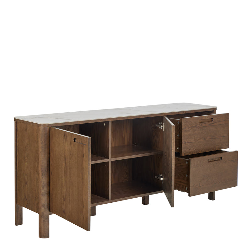 Southampton Sideboard With 2 Doors 2 Drawers and 2 Shelves in Cream Ceramic — alternative angle