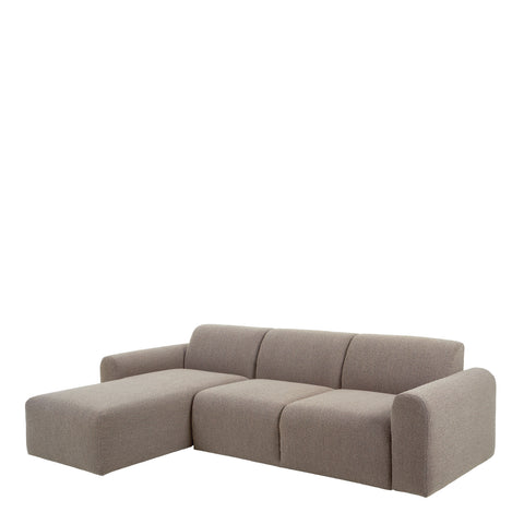 Midfield Left Hand Facing 2 Seater Chaise Longue in Boucle Beige Fabric — front view