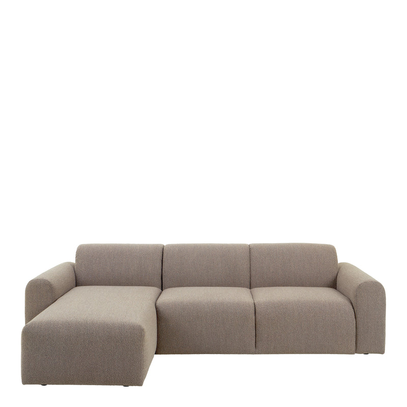 Midfield Left Hand Facing 2 Seater Chaise Longue in Boucle Beige Fabric — side angle