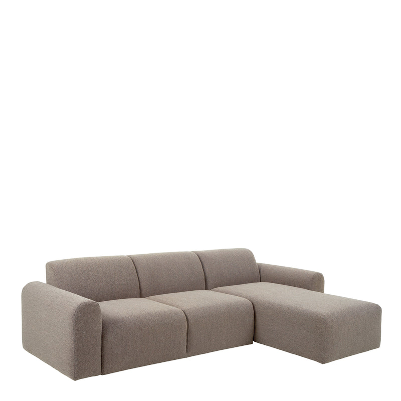 Midfield Right Hand Facing 2 Seater Chaise Longue in Boucle Beige Fabric — front view