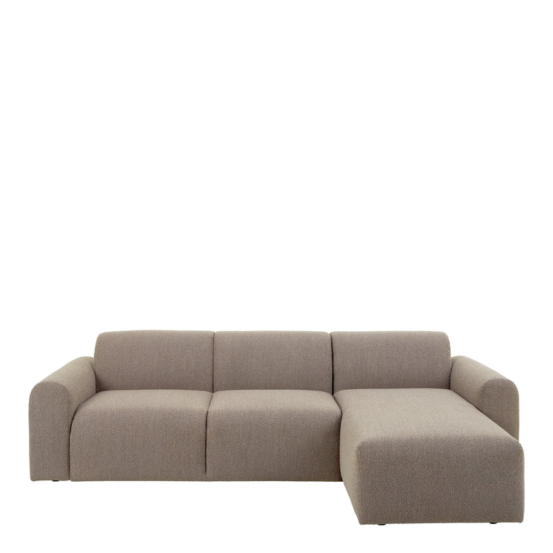 Midfield Right Hand Facing 2 Seater Chaise Longue in Boucle Beige Fabric — side angle
