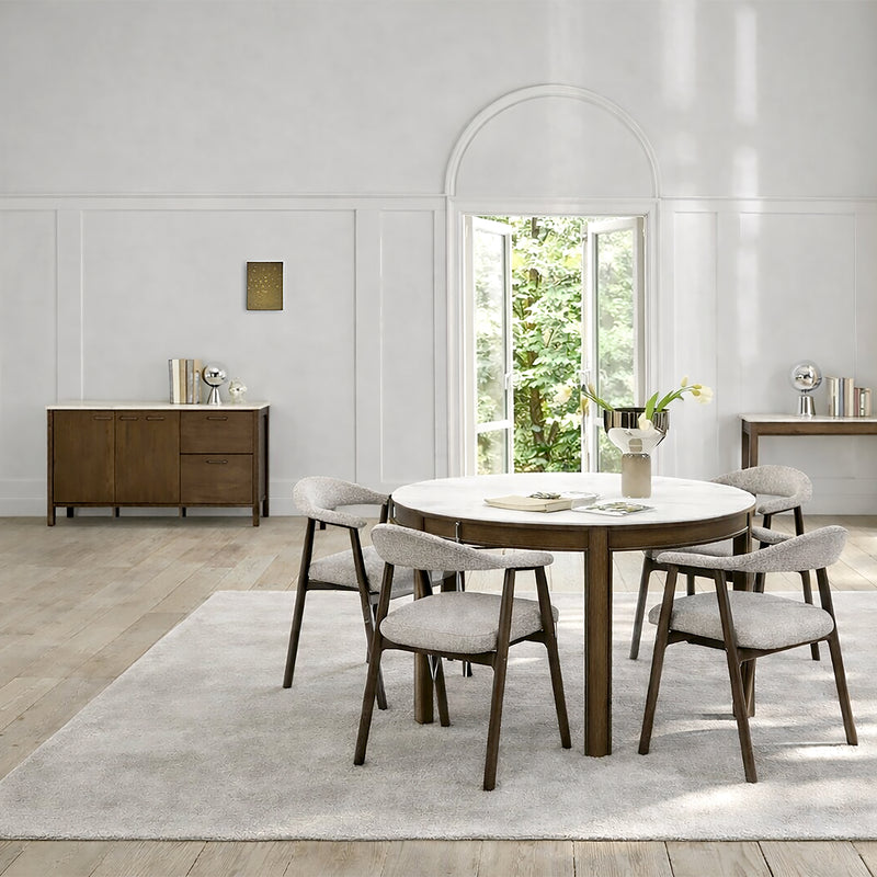 Southampton Round Extendable Dining Table in Cream Ceramic 120cm — detail view