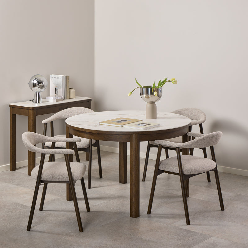 Southampton Round Extendable Dining Table in Cream Ceramic 120cm — alternative angle
