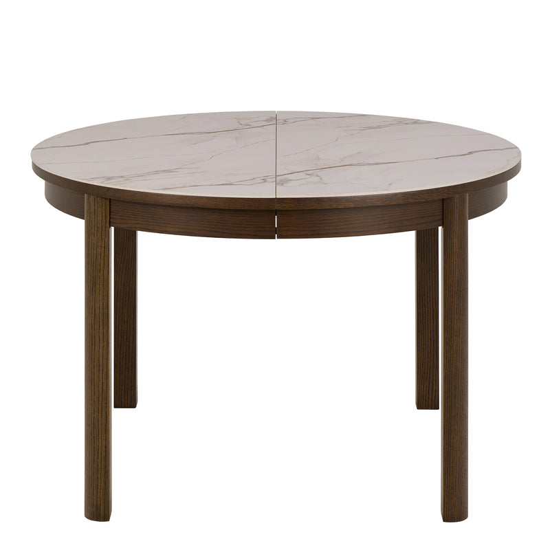 Southampton Round Extendable Dining Table in Cream Ceramic 220cm — side angle