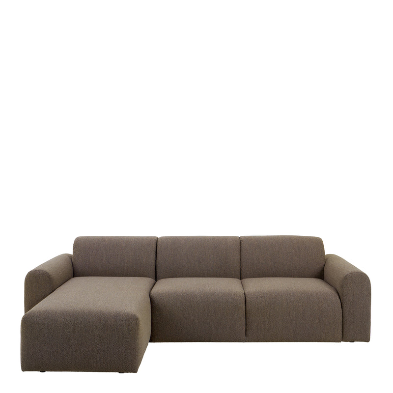 Midfield Left Hand Facing 2 Seater Chaise Longue in Boucle Taupe Fabric — side angle