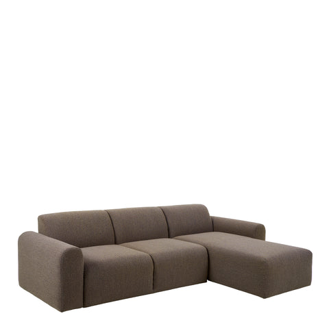 Midfield Right Hand Facing 2 Seater Chaise Longue in Boucle Taupe Fabric — front view