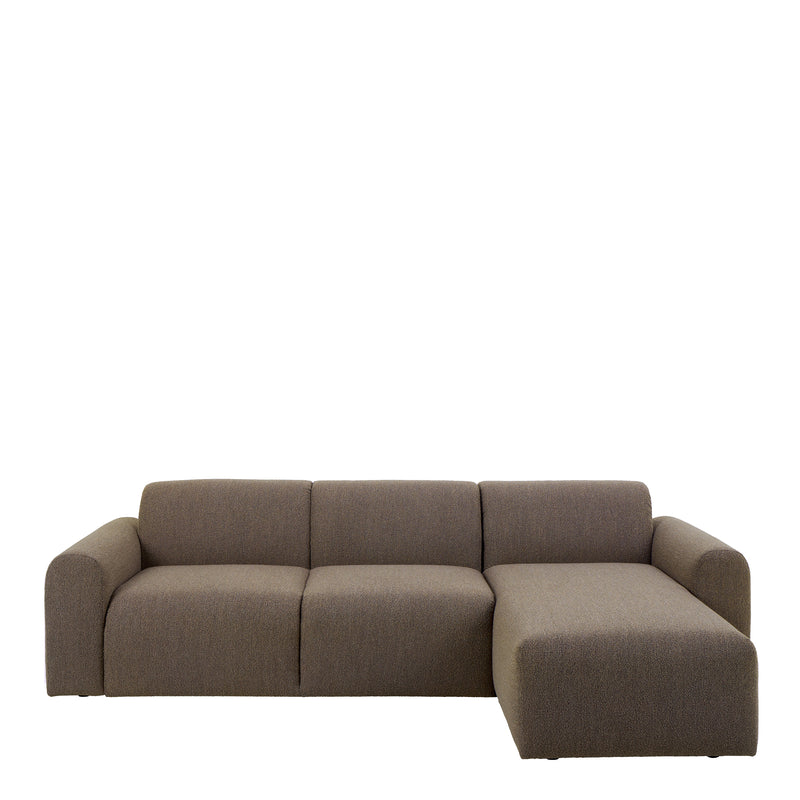 Midfield Right Hand Facing 2 Seater Chaise Longue in Boucle Taupe Fabric — side angle