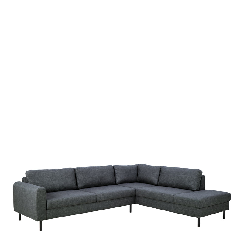 Omaha Right Hand Facing Corner Sofa in Dark Grey Fabric — front view