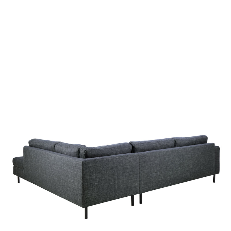 Omaha Right Hand Facing Corner Sofa in Dark Grey Fabric — side angle