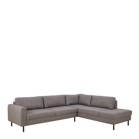 Omaha Right Hand Facing Corner Sofa in Light Grey Brown Fabric — front view
