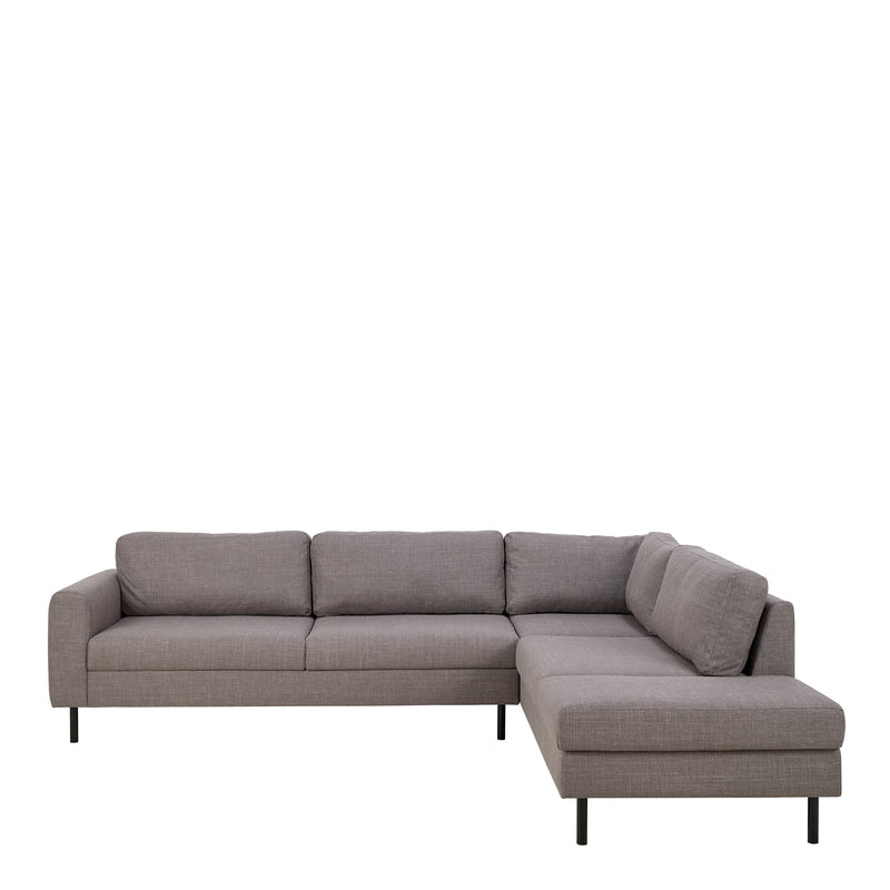 Omaha Right Hand Facing Corner Sofa in Light Grey Brown Fabric — side angle