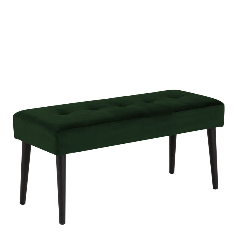 Glory Bench - Forest Green Fabric & Black Metal Base