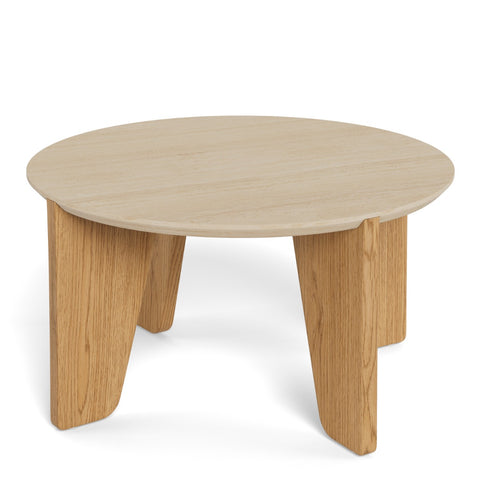 Dockland Round Coffee Table in Travertine & Wild Oak