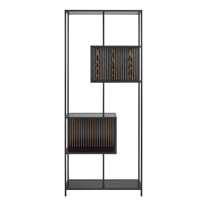 Seaford Black Bookcase with 5 Shelves - Modern Storage