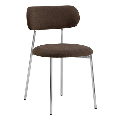 Lyric Dining Chair Brown Fabric & Chrome Base - Set of 2