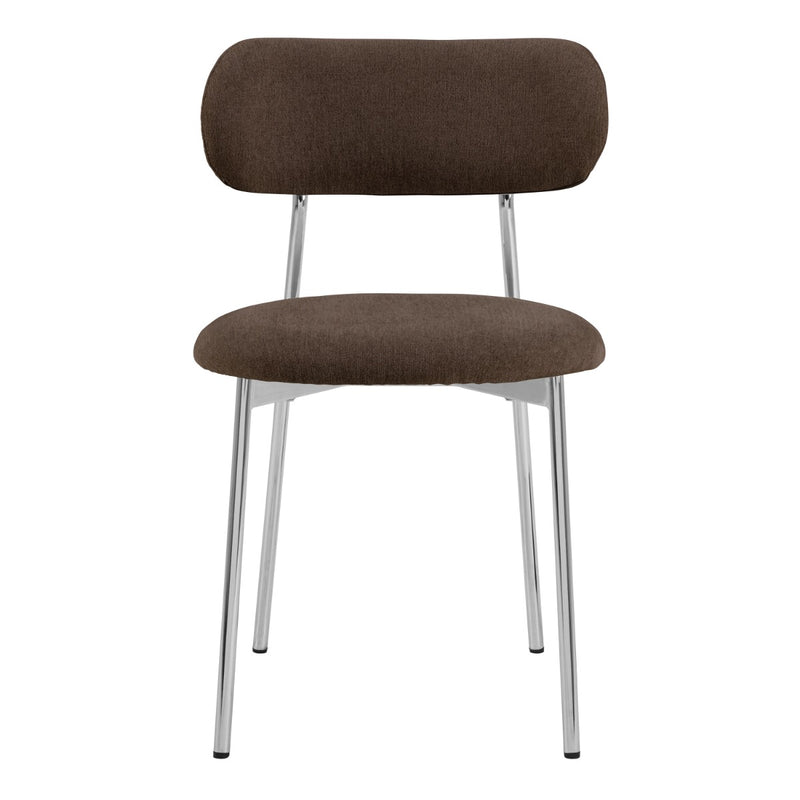Lyric Dining Chair Brown Fabric & Chrome Base - Set of 2