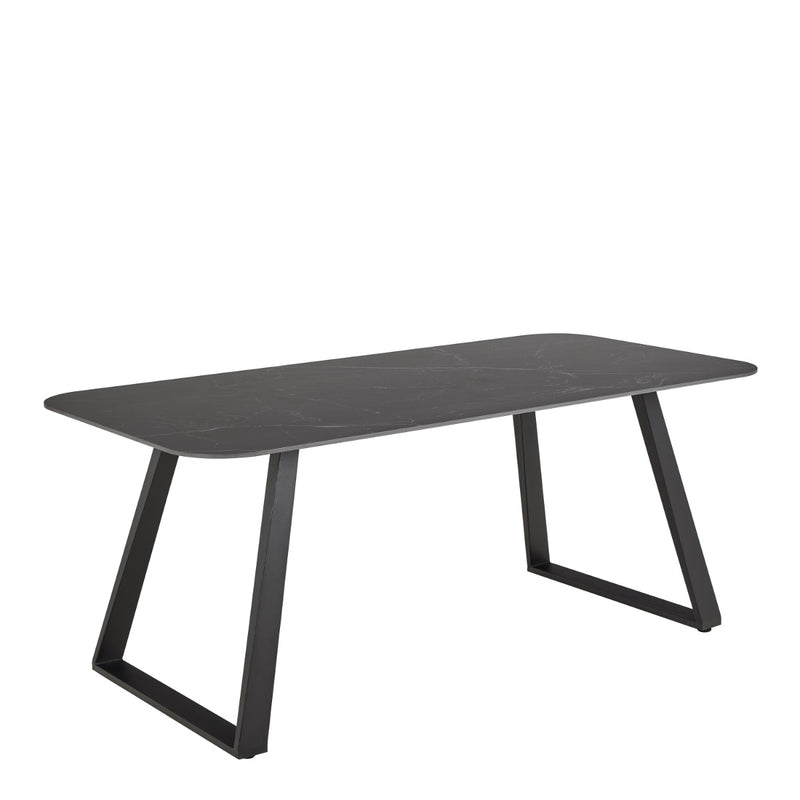 Antalya Dining Table - Black Ceramic Top & Metal Base