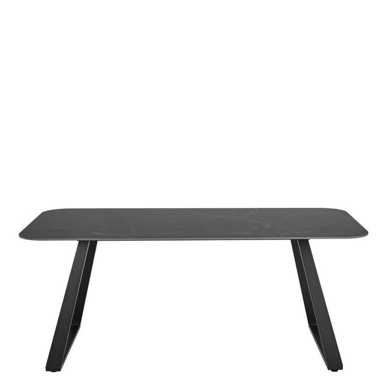 Antalya Dining Table - Black Ceramic Top & Metal Base