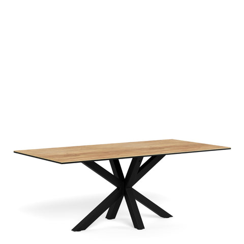 Heaven Dining Table - Wild Oak Ceramic Glass Top, Black, 200x100cm